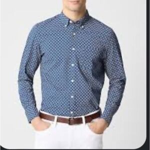 J. Crew Blue Casual Button Down Shirt with Geometric Pattern